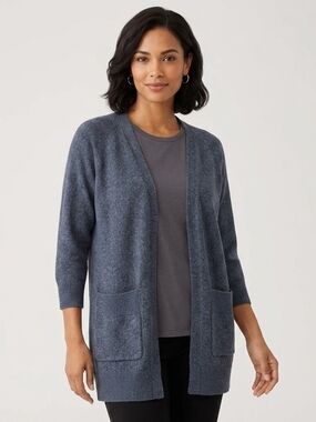 GAP Open-Front Heathered Navy Cashmere Blend Blue Cardigan Size Small